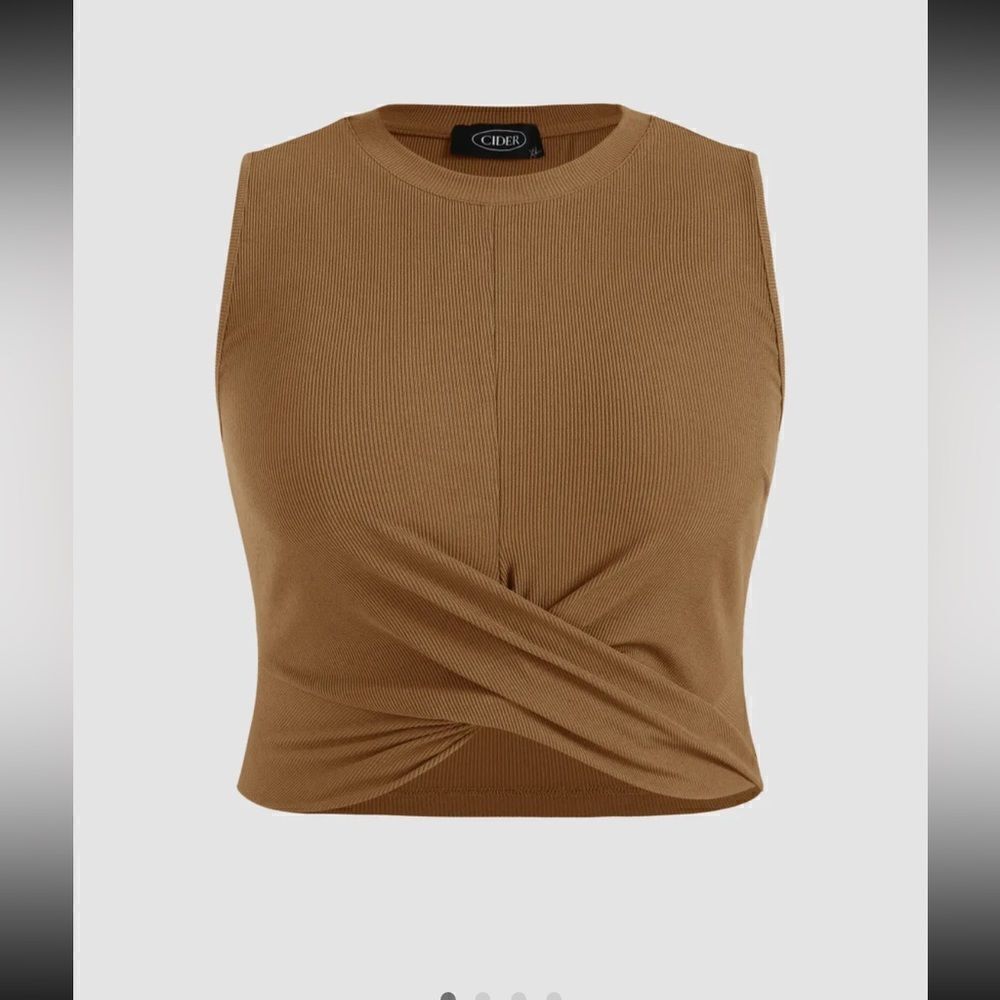 NWT CIDER solid crewneck ribbed crop tank size Small